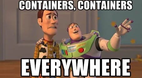 Devcontainer Meme PT:2 DevSecOps: What components make up a container? 💻->📦->🛡