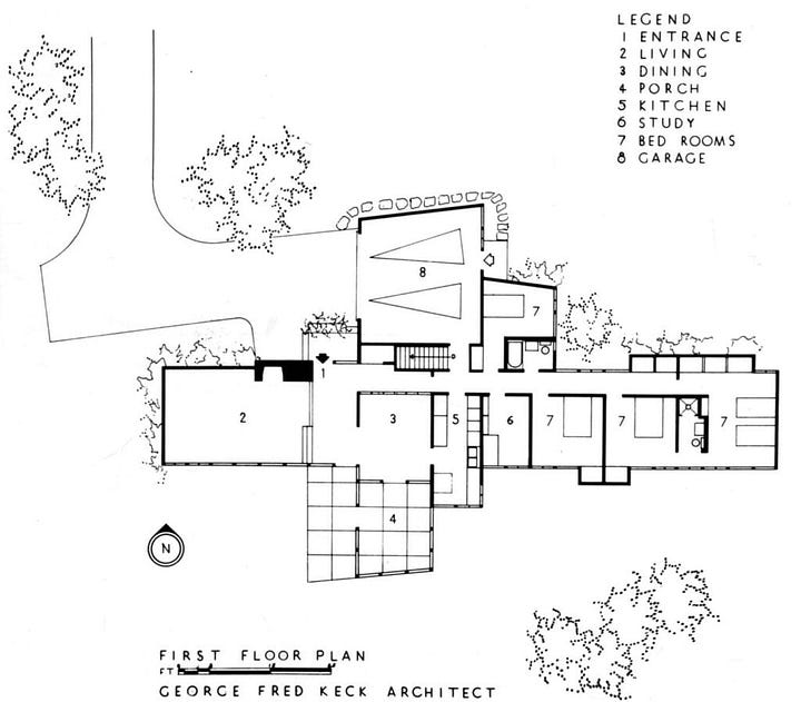 George Fred Keck (Keck and Keck Architects), Sloan House, Glenview, Illinois, 1939