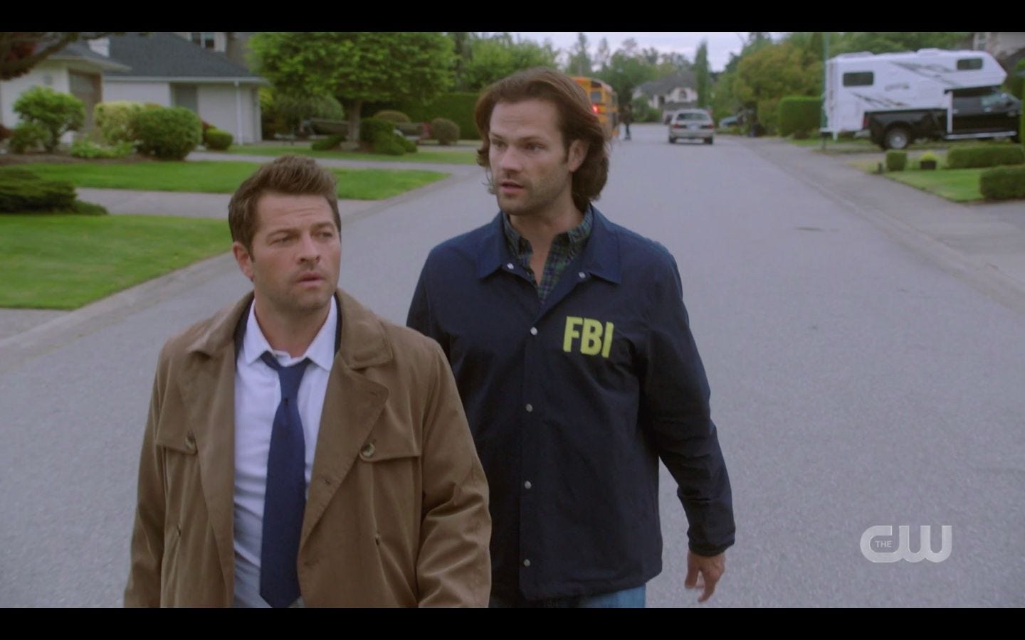 Sam Winchester with Cas searching for Dean with clown Sam Winchester with Cas searching for Dean with clown