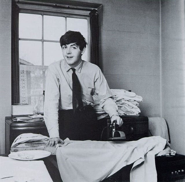 Paul McCartney Ironing. [1963 - 1964?] : r/OldSchoolCool