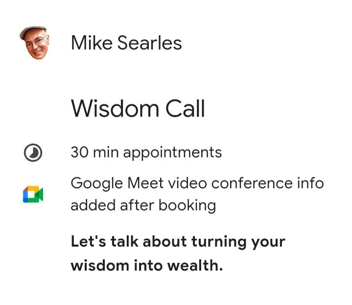 screenshot of Mike Searles Google Calendar scheduling 