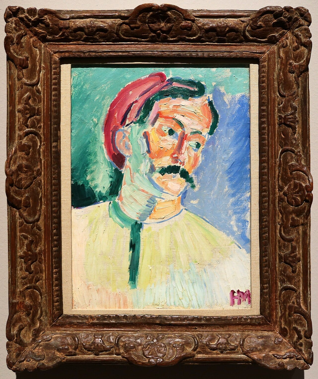 Derain portrait of Henri Matisse in patches of green orange and violet
