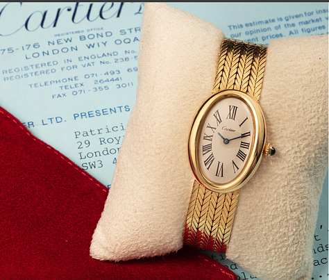 Director Joseph Losey wearing the Cartier Baignoire given to him by Elizabeth Taylor