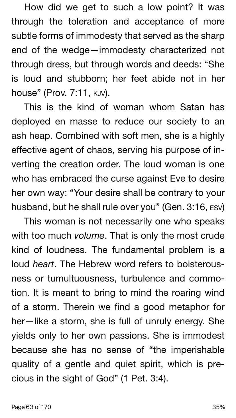 A passage on the loud woman in It’s Good To Be A Man: A handbook for godly masculinity A passage on the loud woman in It’s Good To Be A Man: A handbook for godly masculinity