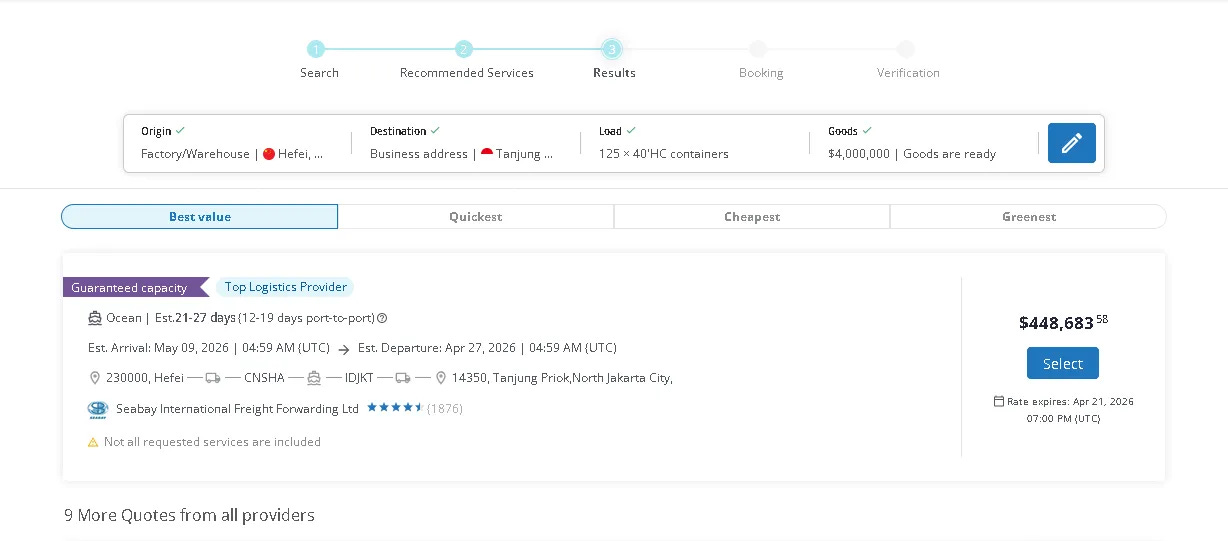 Freightos Input Fields