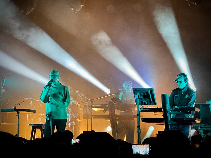 Photographs of Pet Shop Boys performing live at The Electric Ballroom, London, April 2026.