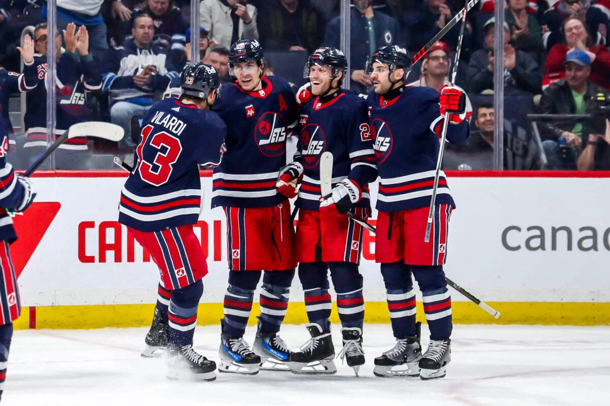 Gabriel Vilardi Mark Scheifele Nikolaj Ehlers Dylan DeMelo Winnipeg Jets Gabriel Vilardi Mark Scheifele Nikolaj Ehlers Dylan DeMelo Winnipeg Jets