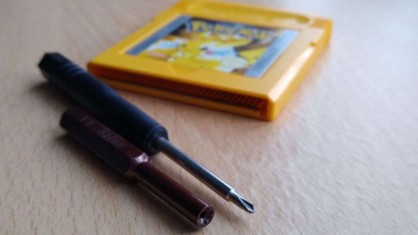 Game Bit and Tri-Wing screwdrivers are essential tools to discover whether or not you have a legitimate game on your hands (Photo credit: Johto Times) Game Bit and Tri-Wing screwdrivers are essential tools to discover whether or not you have a legitimate game on your hands (Photo credit: Johto Times)