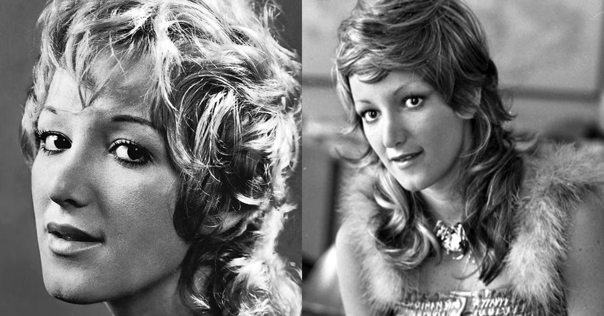 Fotos da cantora Diana nos anos 70, à época, uma jovem loira de sobrancelhas finas e olhos castanhos.