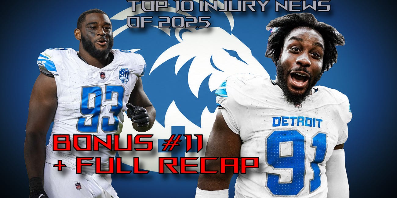 Lions Top 10 Injury News of 2025 Full Recap + Bonus #11 Onwuzurike & Paschal