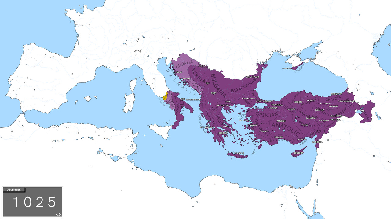 The Byzantine Empire at the death of Basil II, 1025