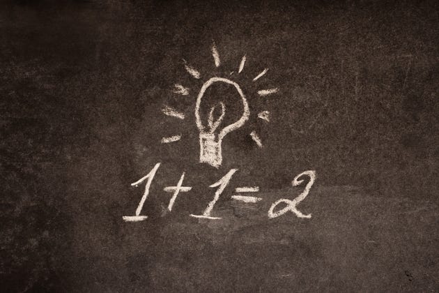 The formula one plus one equals two, the concept of obvious things.