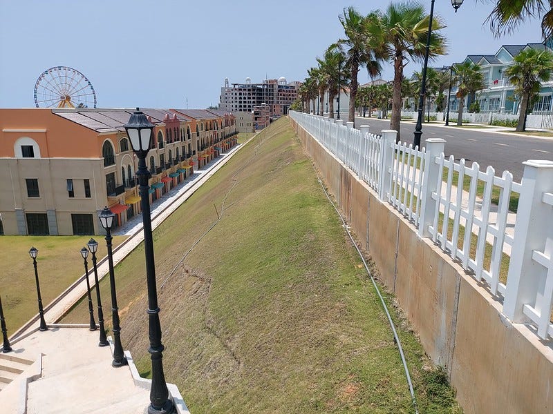 Stairs to shops