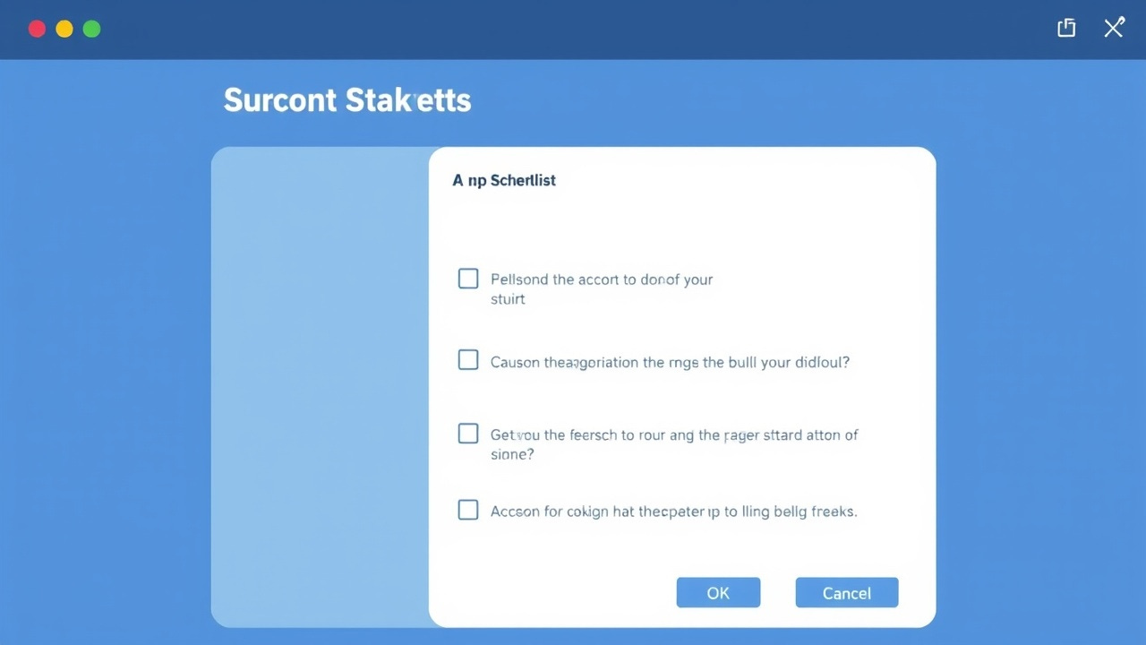 A checklist appears on the screen, showing steps for configuration.