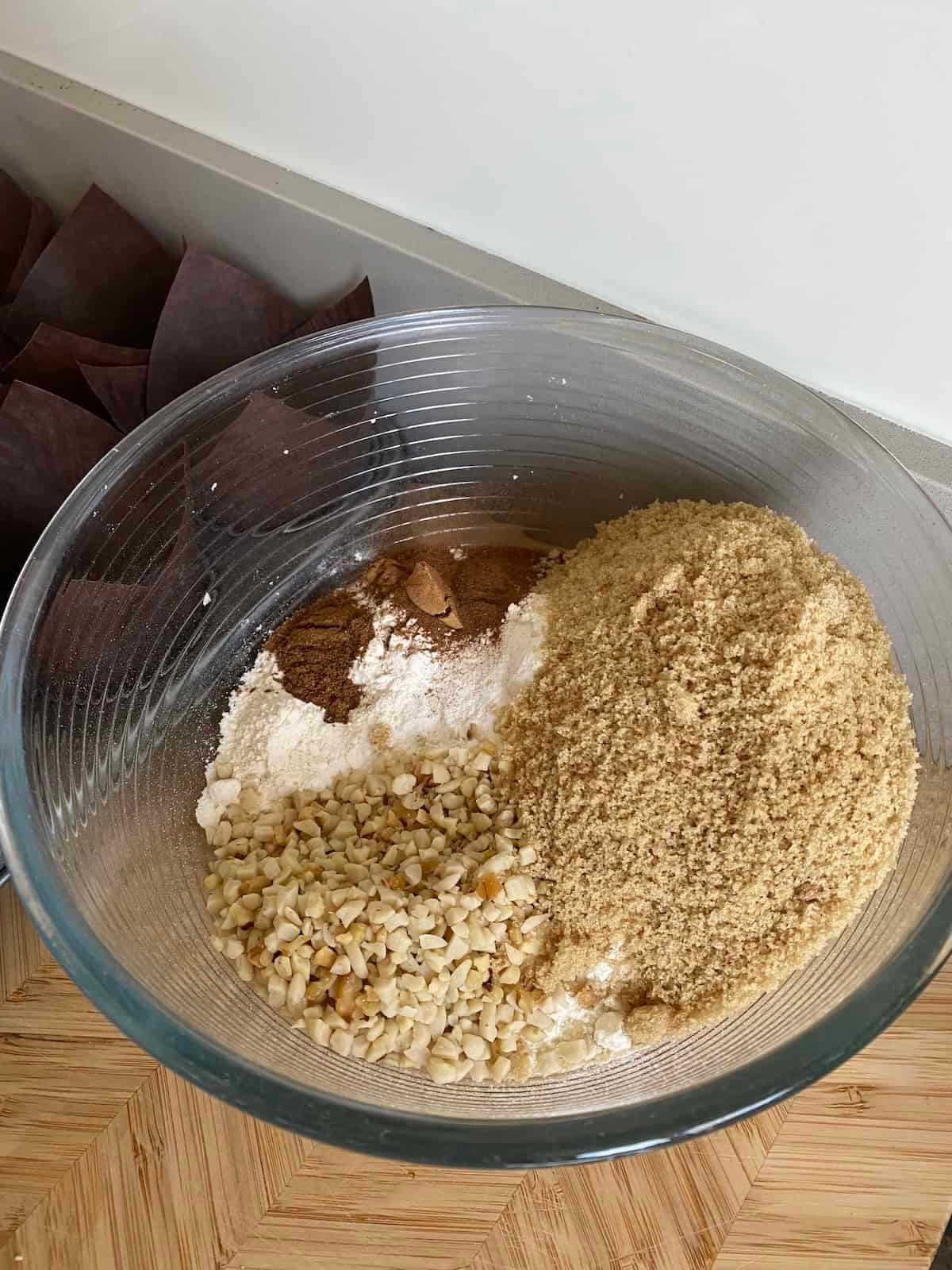 Muffin dry ingredients in a bowl. Muffin dry ingredients in a bowl.