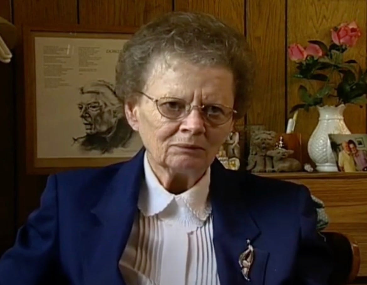 Photo of Sister Jane Kelly taken from video produced by Plowshares