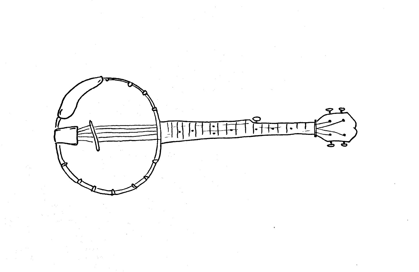 A simple line drawing of a banjo