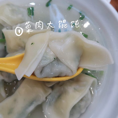 vegetable & ground pork (菜肉大馄饨, cài ròu dà húntún)