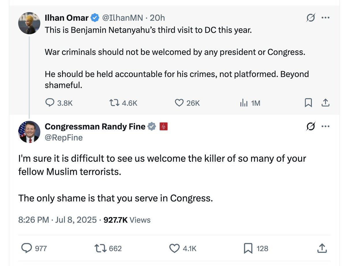Nicholas Wu on X: "Dem leadership in response to Fine: "The unhinged,  racist and Islamophobic comments made by Randy Fine about Rep. Ilhan Omar  are bigoted and disgusting. We are just weeks
