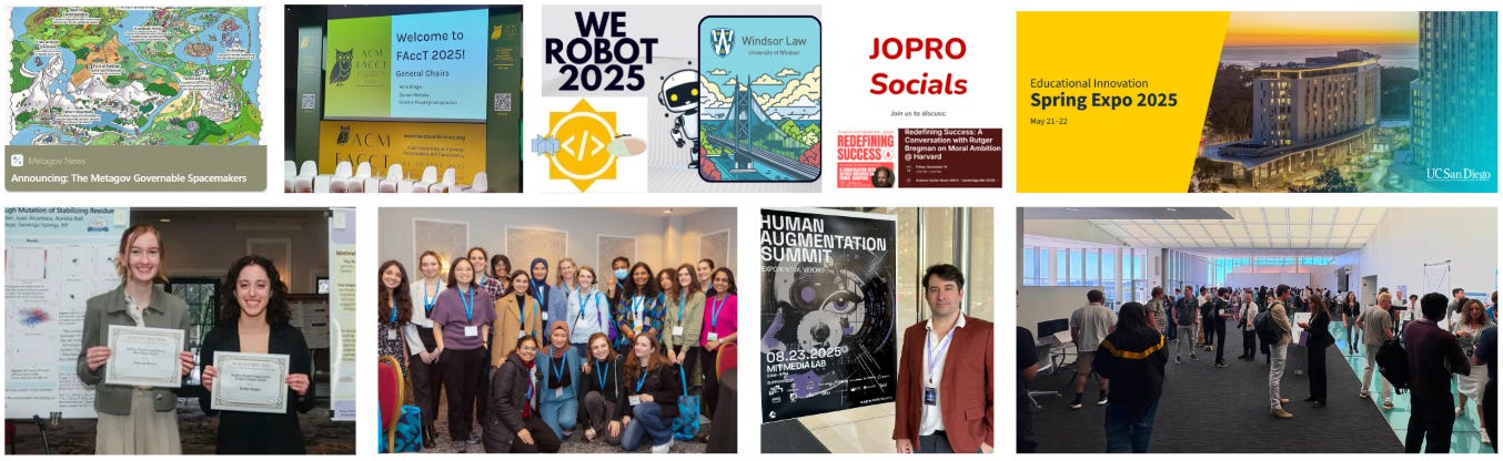 Collage of event posters and photographs during 2025