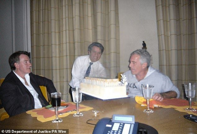 Lord Mandelson pictured in Epstein's flat in Paris as the financier blew out the candles on a birthday cake Lord Mandelson pictured in Epstein's flat in Paris as the financier blew out the candles on a birthday cake