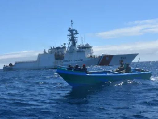 US Coast Guard Cutter Stone alongside a seized cartel smuggling boat in the Eastern Pacific Ocean on August 17, 2025 US Coast Guard Cutter Stone alongside a seized cartel smuggling boat in the Eastern Pacific Ocean on August 17, 2025