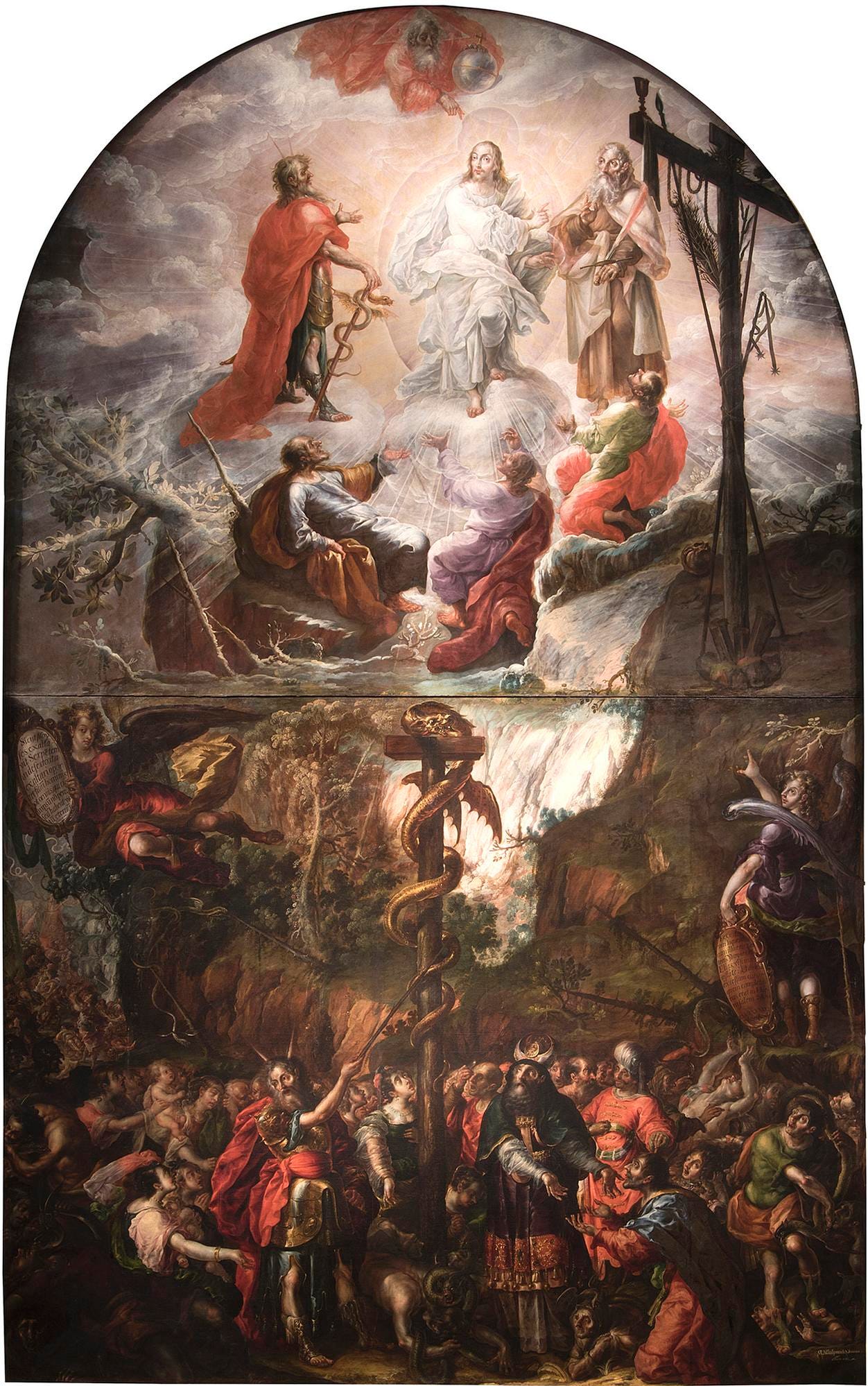 Cristobal de Villalpando, Moses and the Brazen Serpent and the Transfiguration, 1683 Cristobal de Villalpando, Moses and the Brazen Serpent and the Transfiguration, 1683