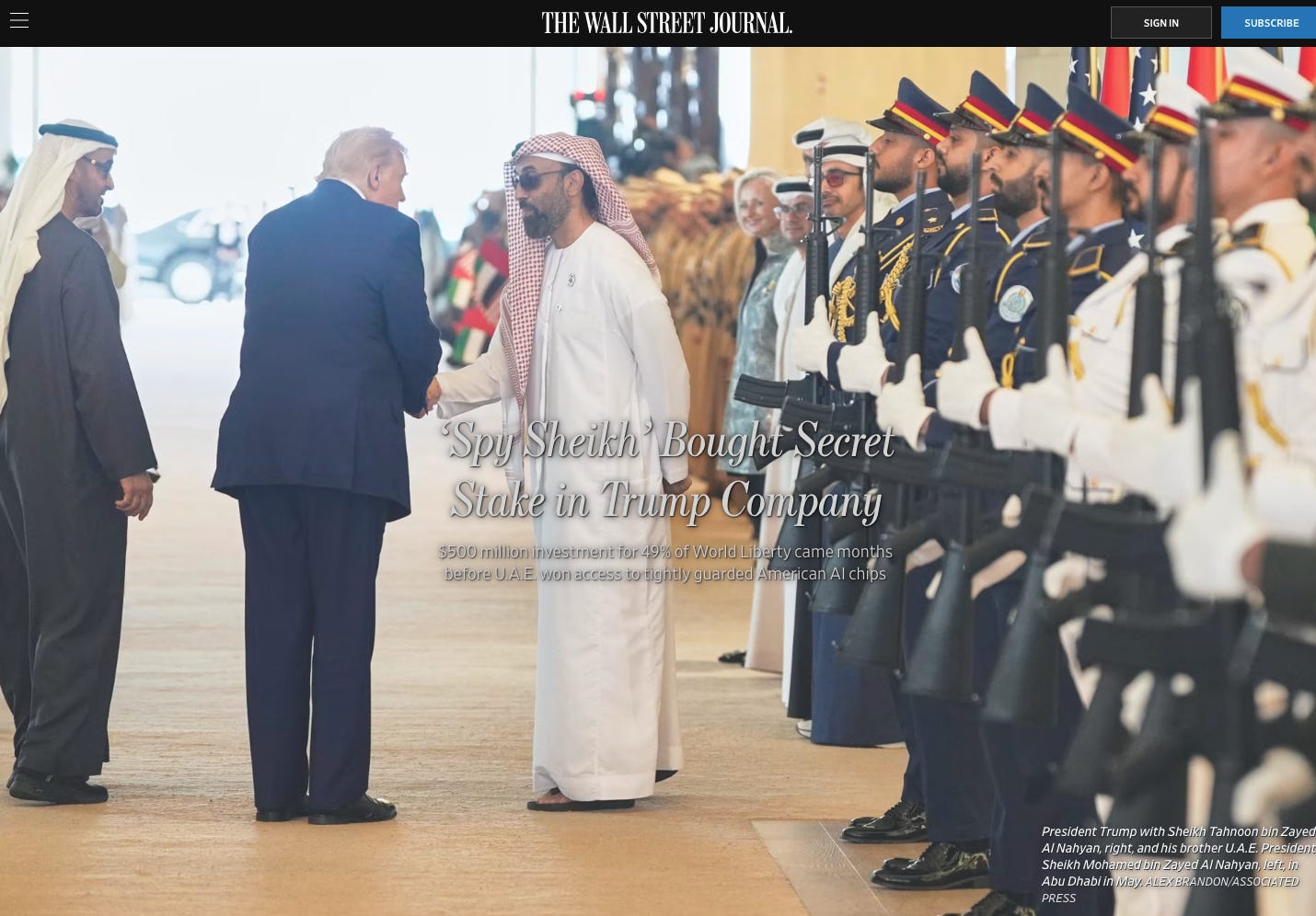 Screenshot of Wall Street Journal's crypto Shiekh article Screenshot of Wall Street Journal's crypto Shiekh article