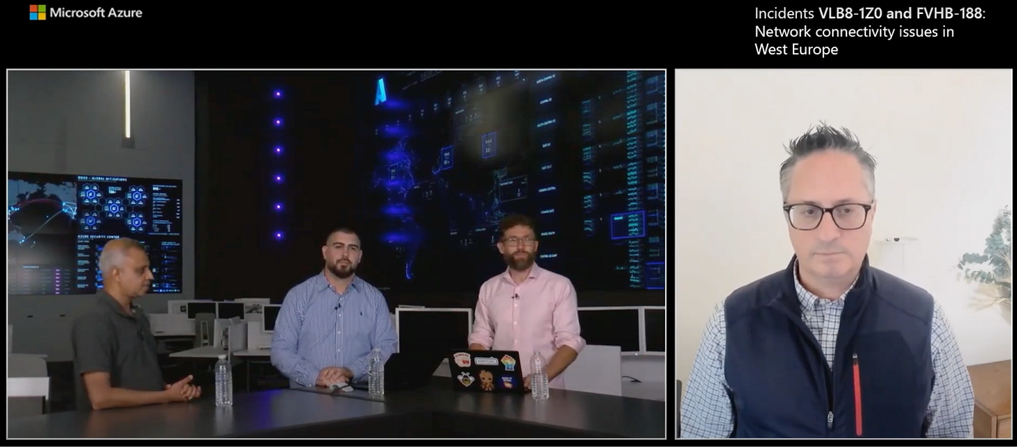 Azure’s incident retrospective video is a conversation that includes Microsoft’s learnings, and guidance for customers on how to improve reliability. Source: Microsoft