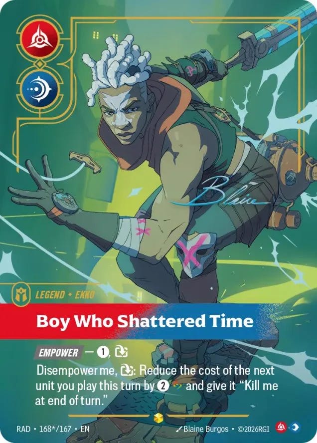 Riftbound Report on X: "Ekko's Legend, Boy Who Shattered Time, Overnumbered & Signature Legend has been revealed by @GameSpot in their recent Riftbound article! 🔗 https://t.co/Rk1TDhZp3i #RBRadiance" / X Riftbound Report on X: "Ekko's Legend, Boy Who Shattered Time, Overnumbered & Signature Legend has been revealed by @GameSpot in their recent Riftbound article! 🔗 https://t.co/Rk1TDhZp3i #RBRadiance" / X