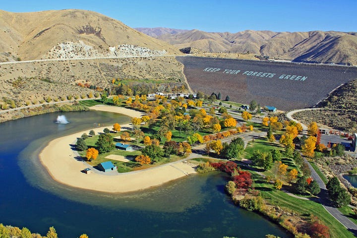 images of Lucky Peak Dam and the water behind the dam