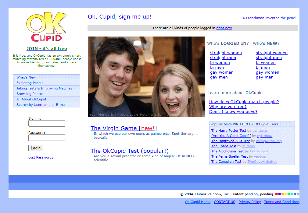 Ok Cupid in 2004 - webdesignmuseum.org