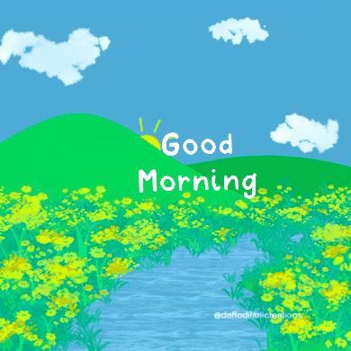 An animated sunrise says good morning