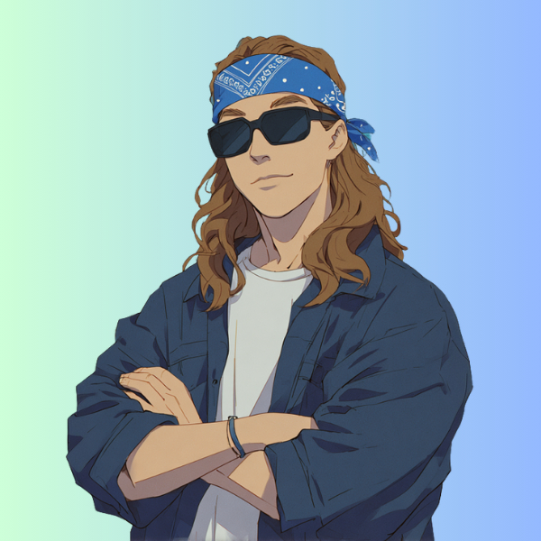 Ilustración de Fernando con bandana y gafas de sol