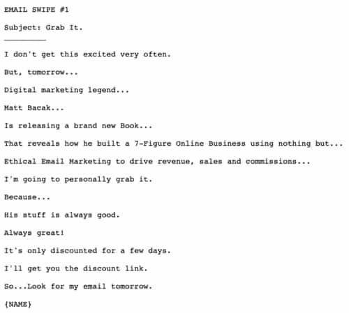 swipe file example for affiliates