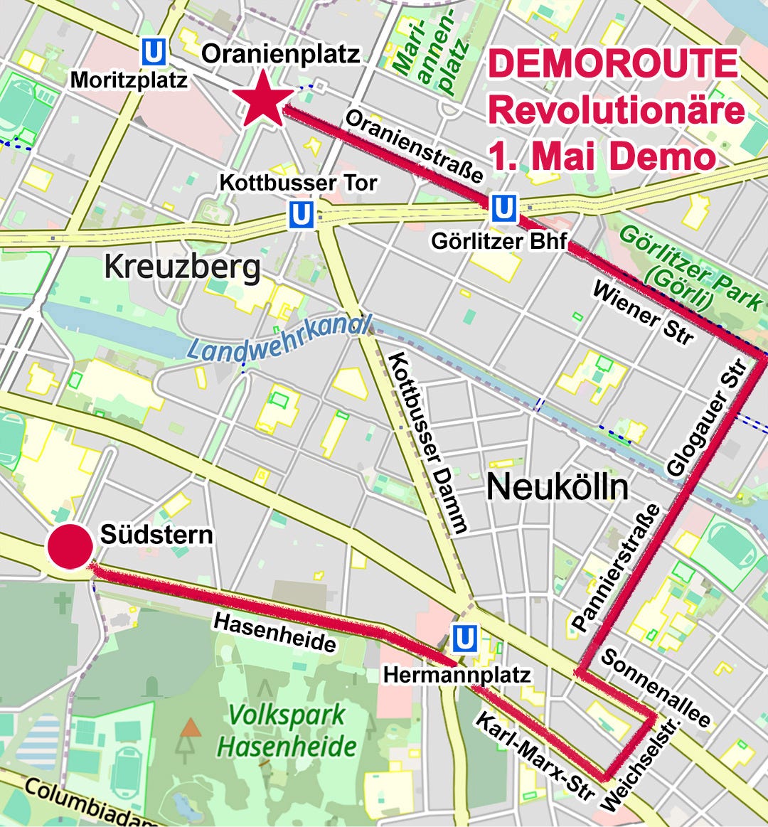 DEMO-ROUTE UPDATE: Revolutionäre 1.Mai Demonstration