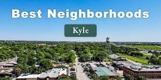 Aerial view of Kyle Texas neighborhoods showing parks, homes, and community layout.