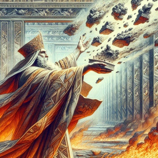 Exodus 9:10 - "And they took ashes of the furnace, and stood before Pharaoh; and Moses sprinkled it up toward heaven; and it became a boil breaking forth with blains upon man, and upon beast."