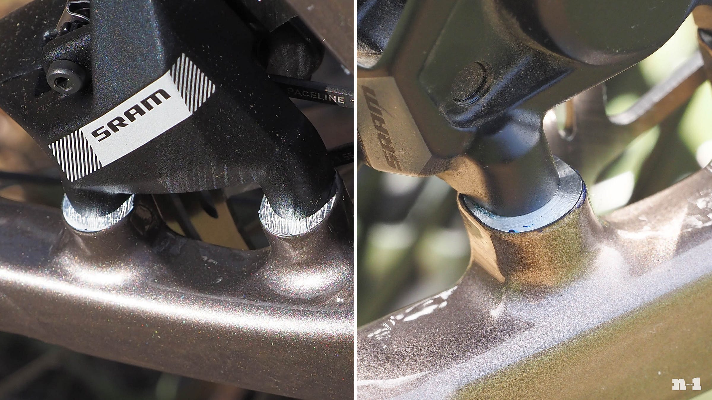 Trek Checkpoint ALR brake mount before and after milling