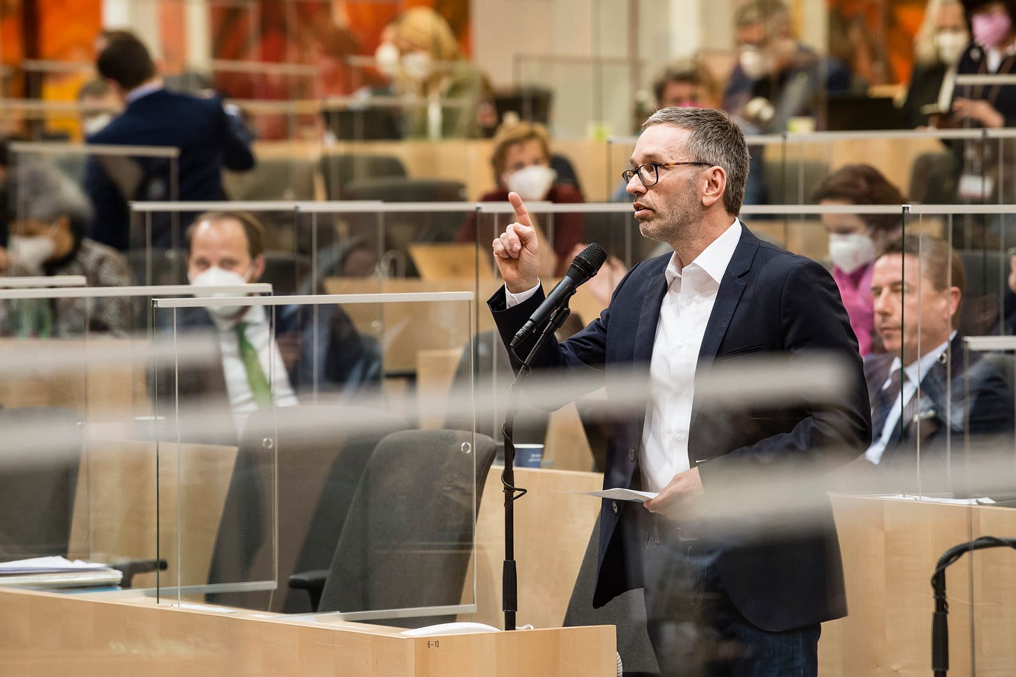 95. Sitzung des Nationalrates in der 27. Gesetzgebungsperiode - Dringliche Anfrage der FPÖ Klubobmann Herbert Kickl (FPÖ)  Aufnahmedatum: 09.04.2021  © Parlamentsdirektion / Thomas Jantzen