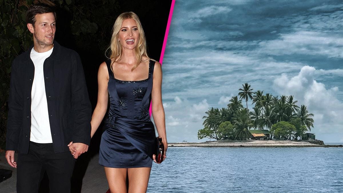 Composite photo of Ivanka Trump, Jared Kushner and an island. Composite photo of Ivanka Trump, Jared Kushner and an island.