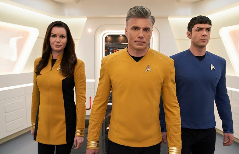 Number One, Captain Pike, and Spock in Star Trek Strange New Worlds