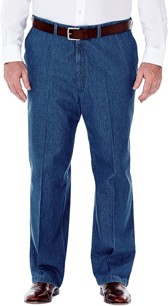 Haggar Men&#39;s Casual Classic Fit Denim Trouser Pant-Regular and Big &amp; Tall Sizes