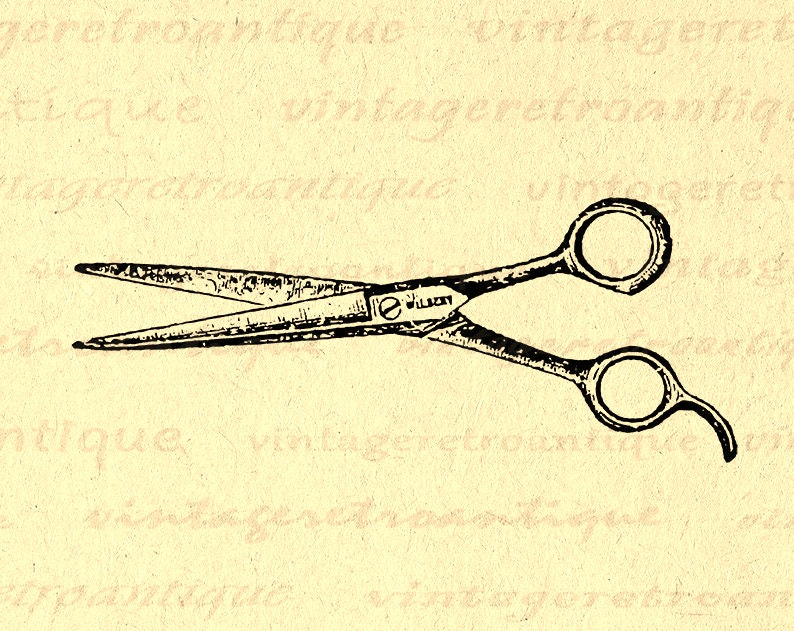 Antique Scissors Print, Salon Wall Art, Barber Clipart, Digital Image  Instant Download No. 1450 - Etsy