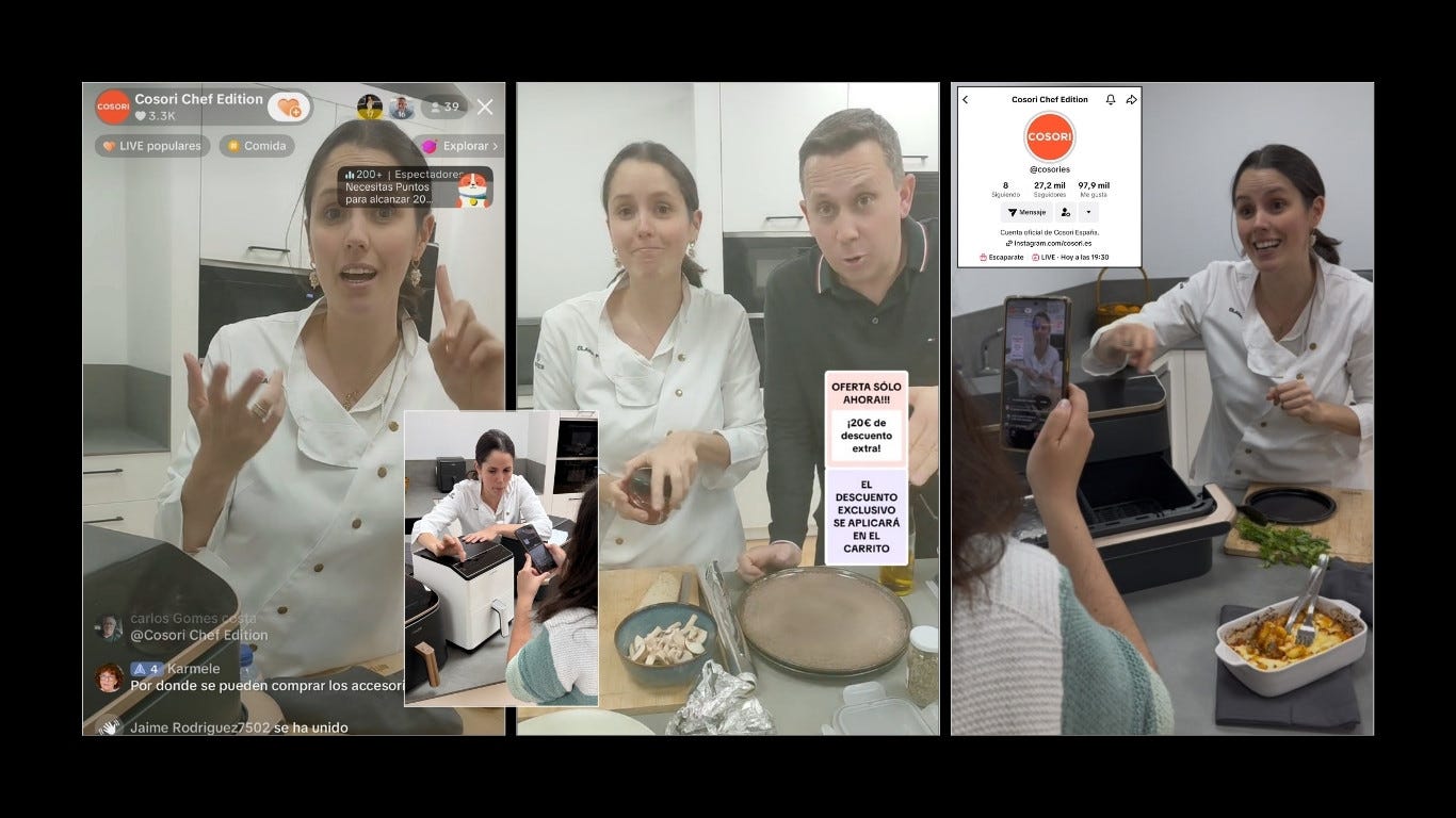 Liveshopping de Cosori en TikTok, con Clara Villalon y Pablo Renaud