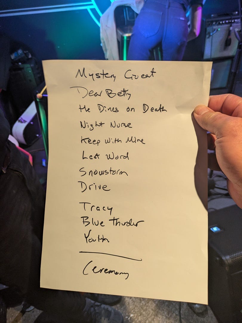 Dean & Britta set-list, North Shields 2025