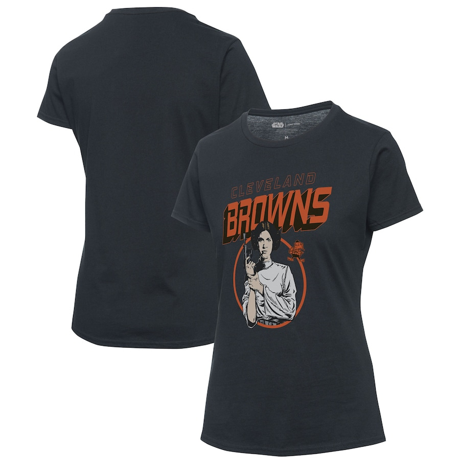 Cleveland Browns Junk Food Women's Disney Star Wars Princess Leia T-Shirt - Black