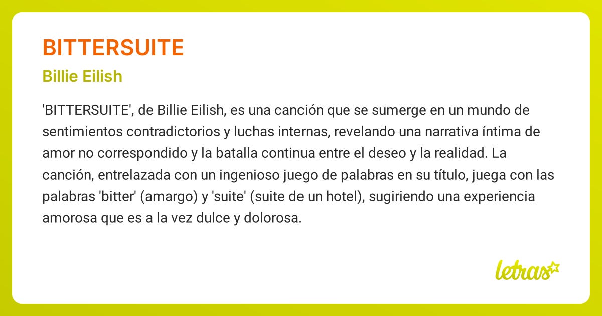 Significado de la canción BITTERSUITE (Billie Eilish) - LETRAS.COM