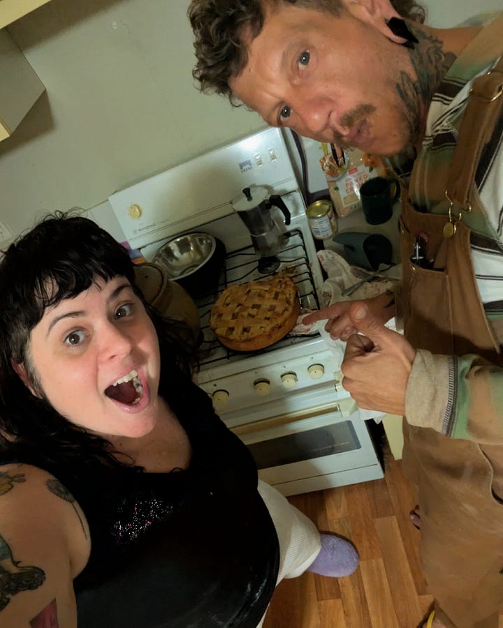 Pies and Claire and her love excited about pies.
