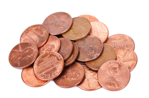 Isolated Pile Of Pennies Stock Photo - Download Image Now - iStock